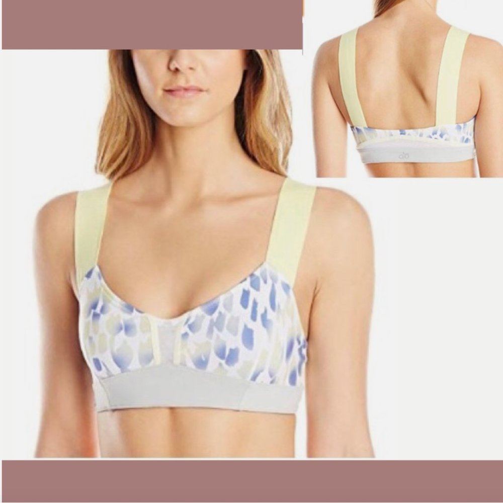 NWD‎ $72 ALO [ No SZ ] Reversible Sports Bra in Sunny Lime Blue Yellow #6045
